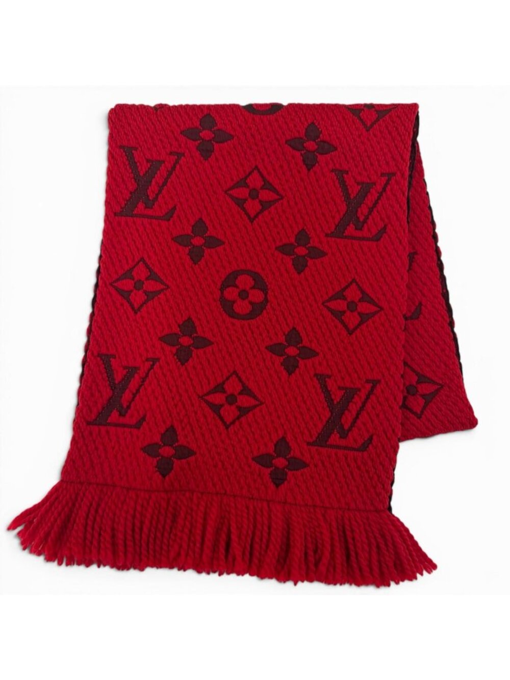 Louis Vuitton Scarf Logo Mania Wool/silk Ruby